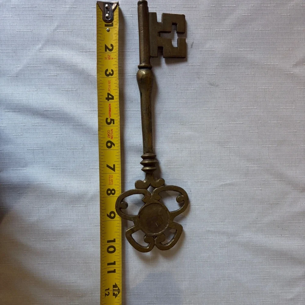 Vintage Large Brass Skeleton Key 10 Inch Ornate Decorative